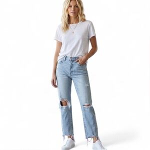 Pistola Charlie high-rise straight-leg jeans with distressed frayed hem